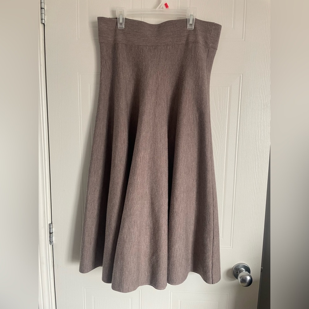 COS Wool Blend Midi Skirt Size M Taupe A-Line Classic Tailored Stretch